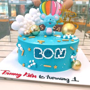 bánh kem tone xanh cho bé tuổi chuột - T16