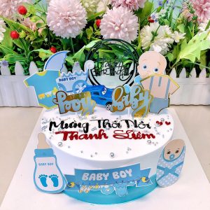 Bánh kem set thôi nôi em bé + xe hơi - T12