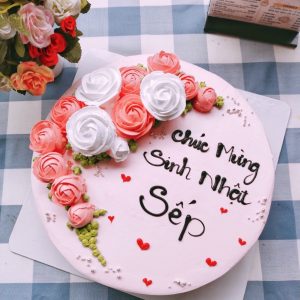 Bánh kem hoa tông hồng -N7