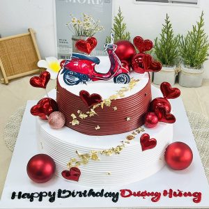 Bánh kem tầng tone đỏ trắng