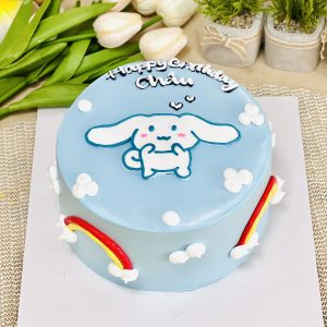 Bánh kem vẽ thỏ tone xanh