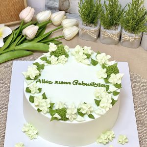 Bánh kem hoa tone xanh lá